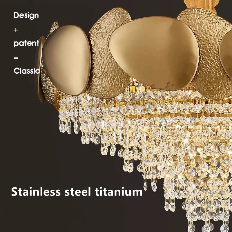 DecorBites™ Crystal Tassles LED Pendant Chandelier | Modern Luxury Living Room Ceiling Light