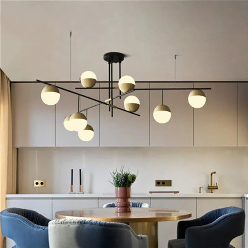 DecorBites™ Glass Ball Linear Chandelier: Postmodern Style Kitchen & Hotel Art Light