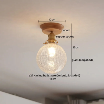 DecorBites™ Glass Wood LED Ceiling Light Modern Ceiling Lamp
