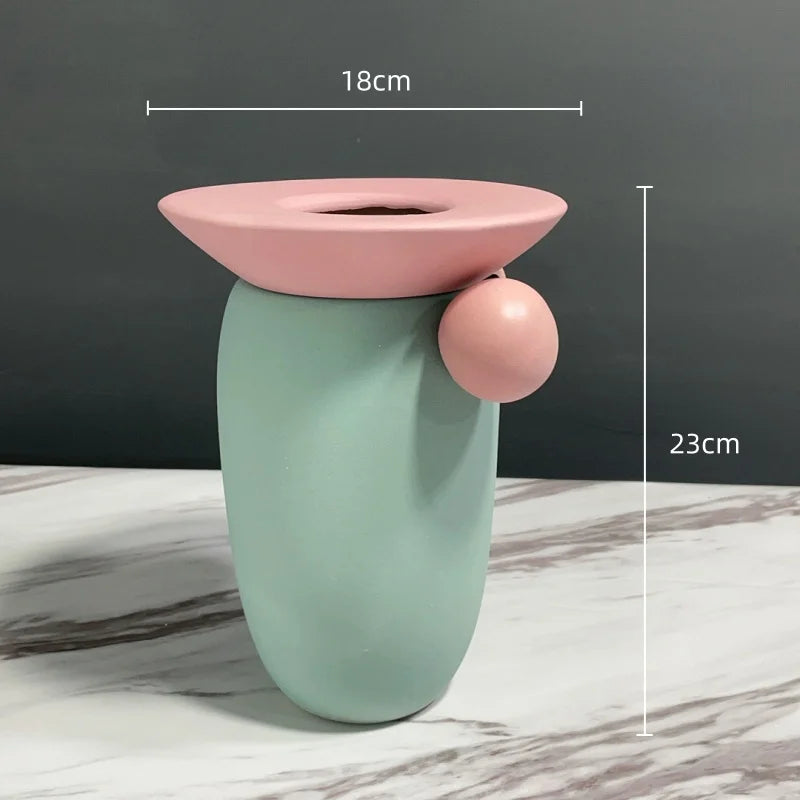 DecorBites™ Geometric Ball Ceramic Vase Hand-made Home Decor