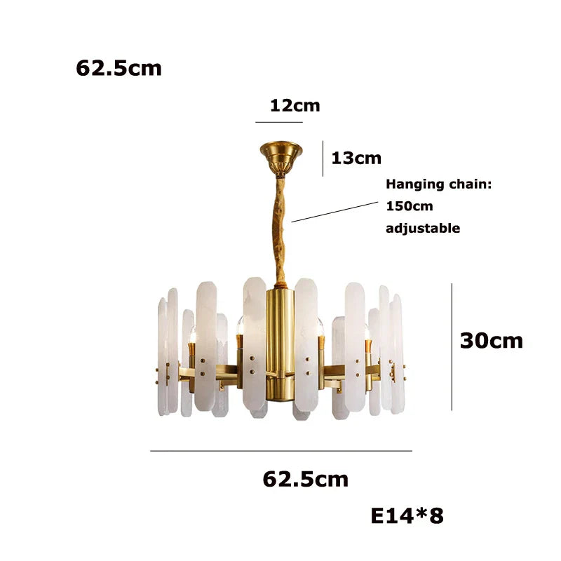 Gold Chrome Alabaster Chandelier