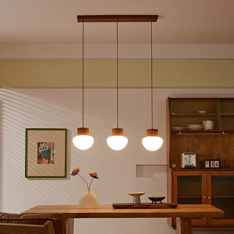 Nordic Glass Pendant Light 3-Head Stone Shade