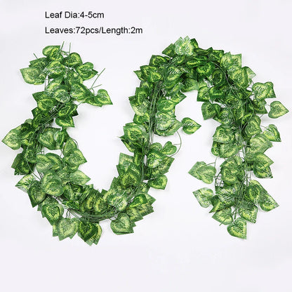 DecorBites™ Ivy Green Fake Leaves Garland Vine Wall Decoration Artificial Plants