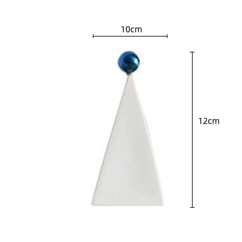 DecorBites™ Geometric Triangle Blue Ball Ornament: Abstract Decorative Figurine