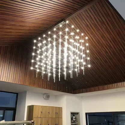 DecorBites™ Cosmos Chandelier: Nordic Silver Firefly Light for Luxe Living & Dining Rooms
