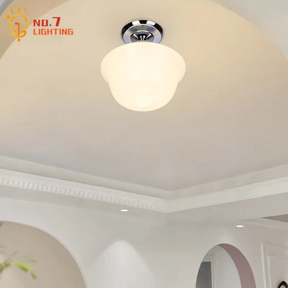 DecorBites™ Cream Glass Pendant Lights LED E27 Retro Hanging Lamp for Bedroom, Kitchen, Restaurant