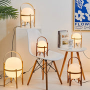 Wood Frame Glass Lamp