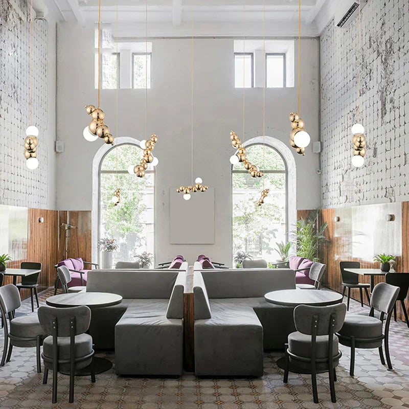 DecorBites™ Dimmable LED Hanging Pendant Light for Living Room - Gold Silver Luminaire