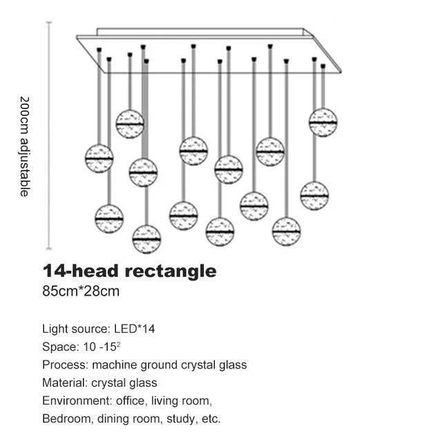 DecorBites™ Crystal Ball Chandelier: Stylish Meteor Shower Lighting for Restaurant, Bar, and Home