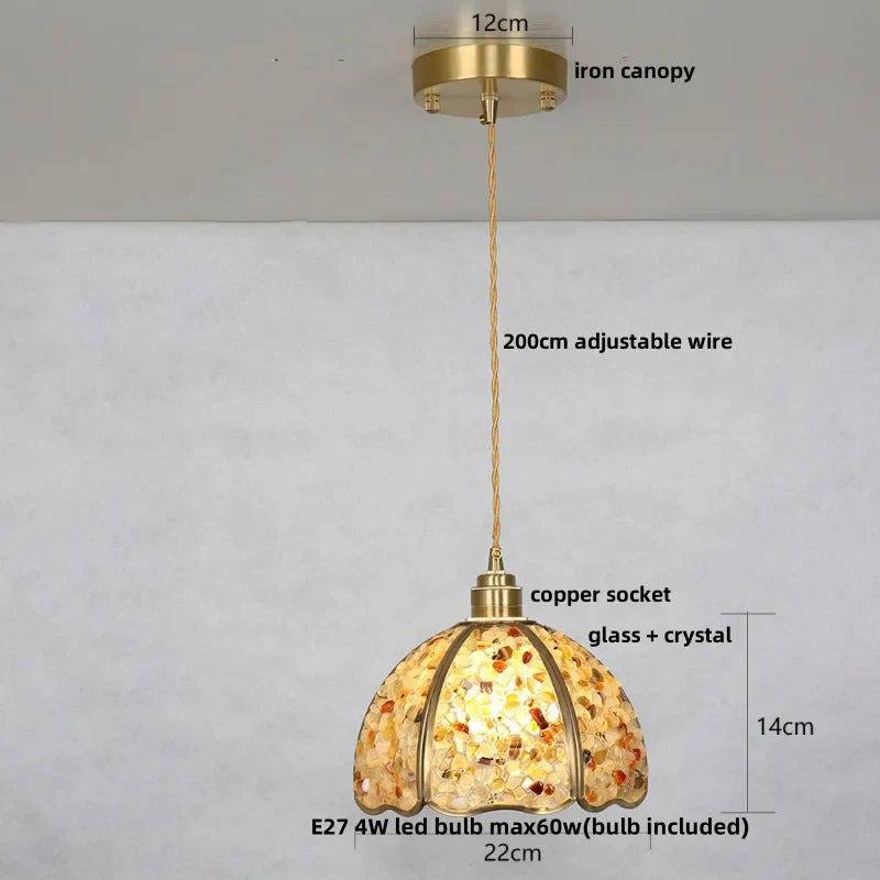 DecorBites™ Crystal Glass LED Pendant: Tiffany Style Hanging Light for Living Room