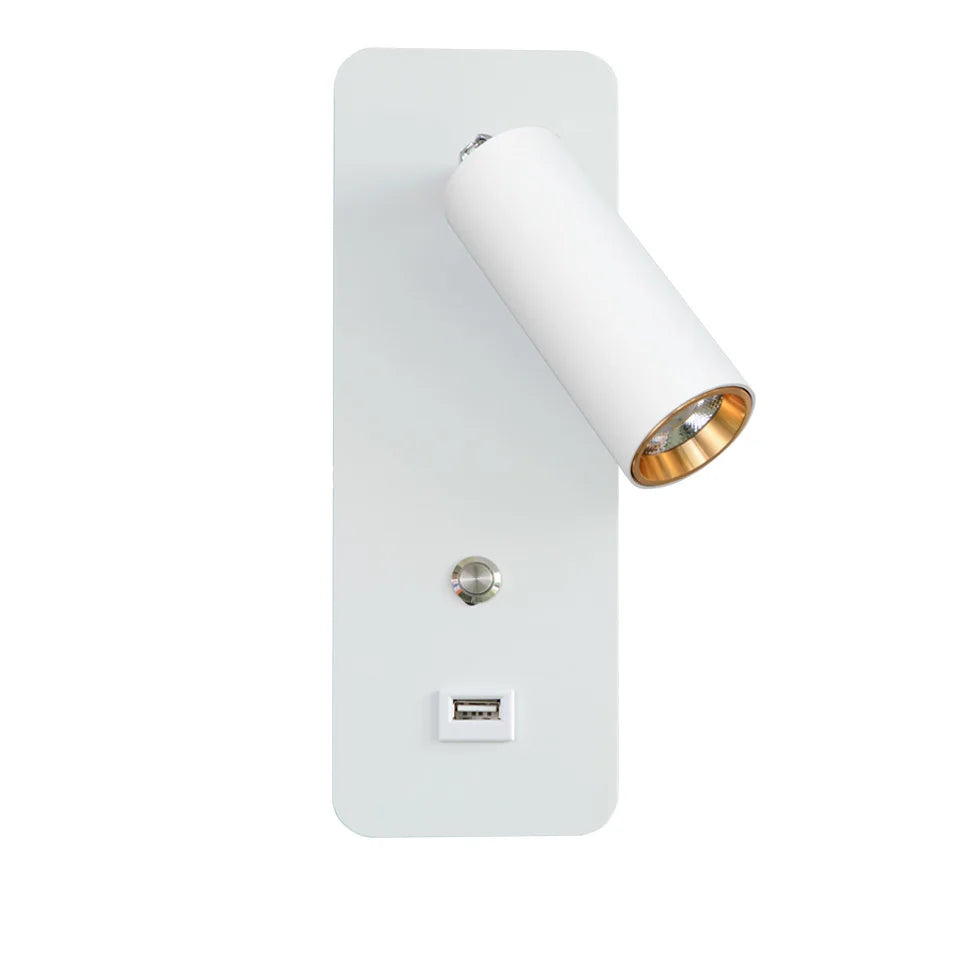 DecorBites™ LED Wall Lights with Switch and USB Interface in White or Black, Modern Sconce