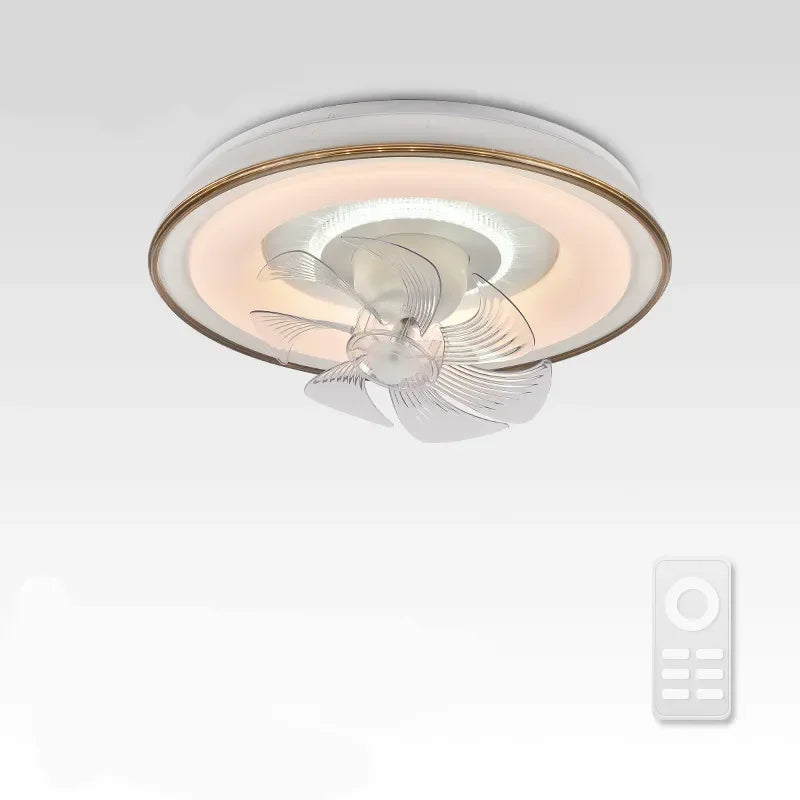 White Dimmable Ceiling Fan D50cm Tricolor Remote