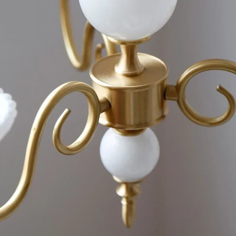 DecorBites™ Cream White Led Chandeliers, Retro Copper Pendant Light for Home Decor