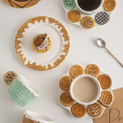 DecorBites™ Creative Biscuit Ceramic Tableware Set for Snacks, Desserts, and Coffee