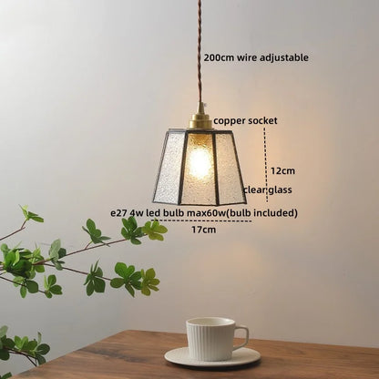 DecorBites™ Glass Copper LED Hanging Light: Nordic Pendant Lamp, Living Room Bedroom Coffee Knob Switch