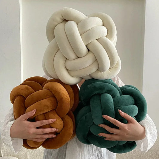 DecorBites™ Knot Pillow Ball Xmas Decorative Throw Pillow with Soft Plush