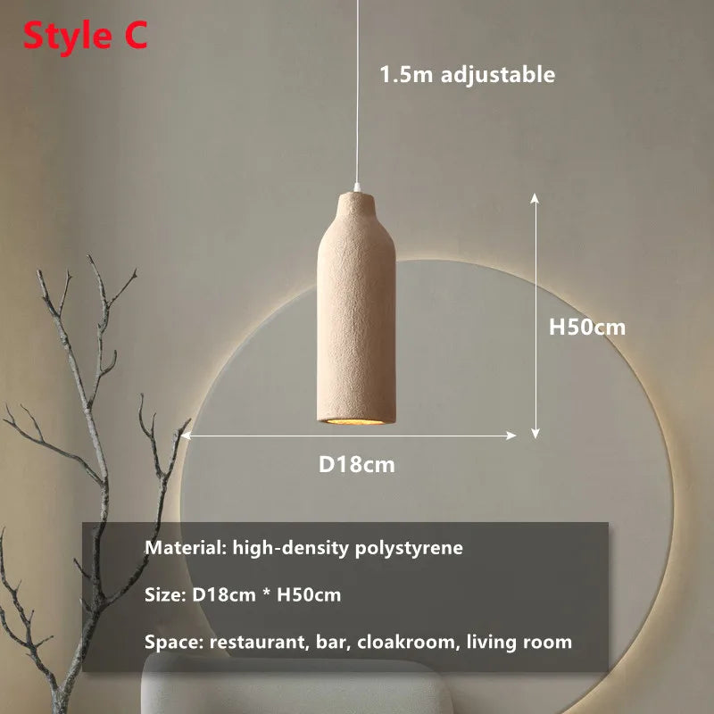 DecorBites™ LED Chandelier: Minimalist Cement Hanging Light for Bedroom and Living Room