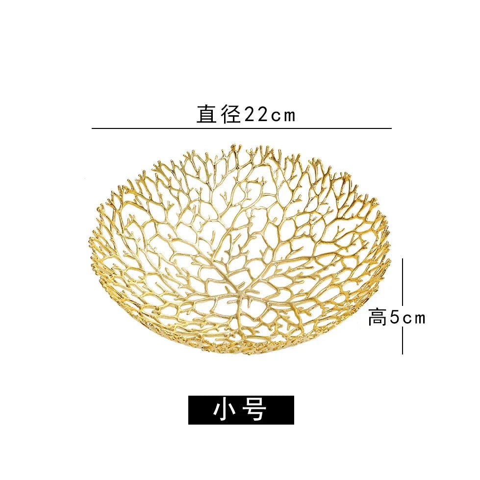 DecorBites™ Coral Shapes Metal Tray: Stylish Home Decor Organization Container
