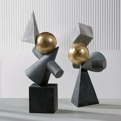 DecorBites™ Geometric Gold Ball Sculpture Statues for Home Decor