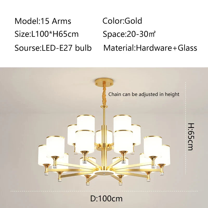 DecorBites™ Glass Chandelier: Nordic Modern LED Hanging Light for Living Room and Bedroom
