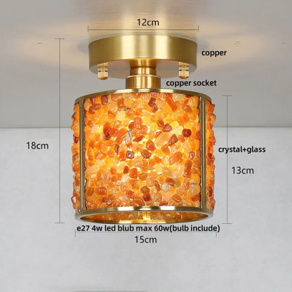 DecorBites™ Crystal Glass LED Ceiling Light Copper Canopy Nordic Modern Design