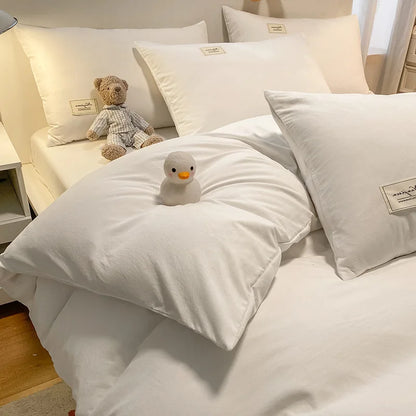 DecorBites™ Cozy Plaid Duvet Cover | Simple Nordic Comforter Cover | Non-Fading Washed Cotton Bedding