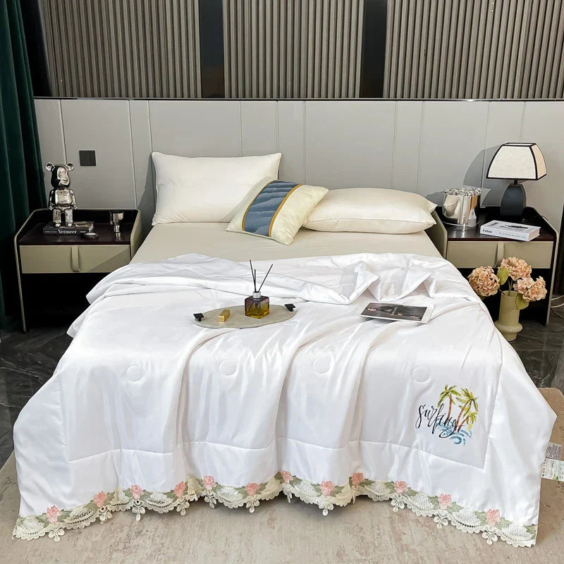 Embroidered Lace Summer Quilt