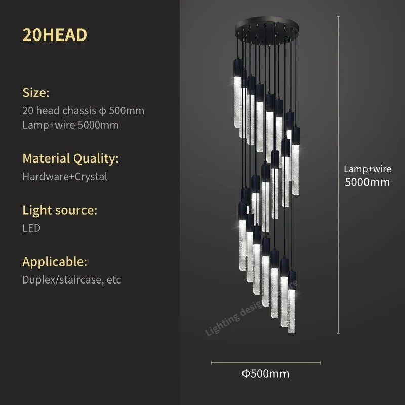 DecorBites™ Crystal Bubble Chandelier Pendant Light - Modern Staircase Hanging Fixture