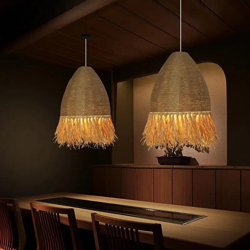 DecorBites™ Handmade Rattan Pendant Light for Living Room, Bedroom - Japanese Style
