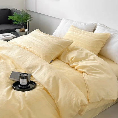DecorBites™ Cotton Jacquard Bedding Set - Single Double Queen King Size Bedclothes