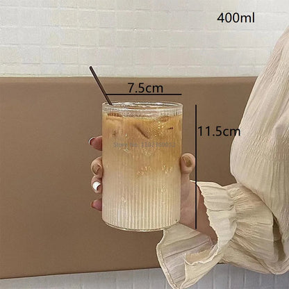 DecorBites™ Clear Glass Coffee Cups Set of 6 - Heat-Resistant Vertical Design for Various Drinks