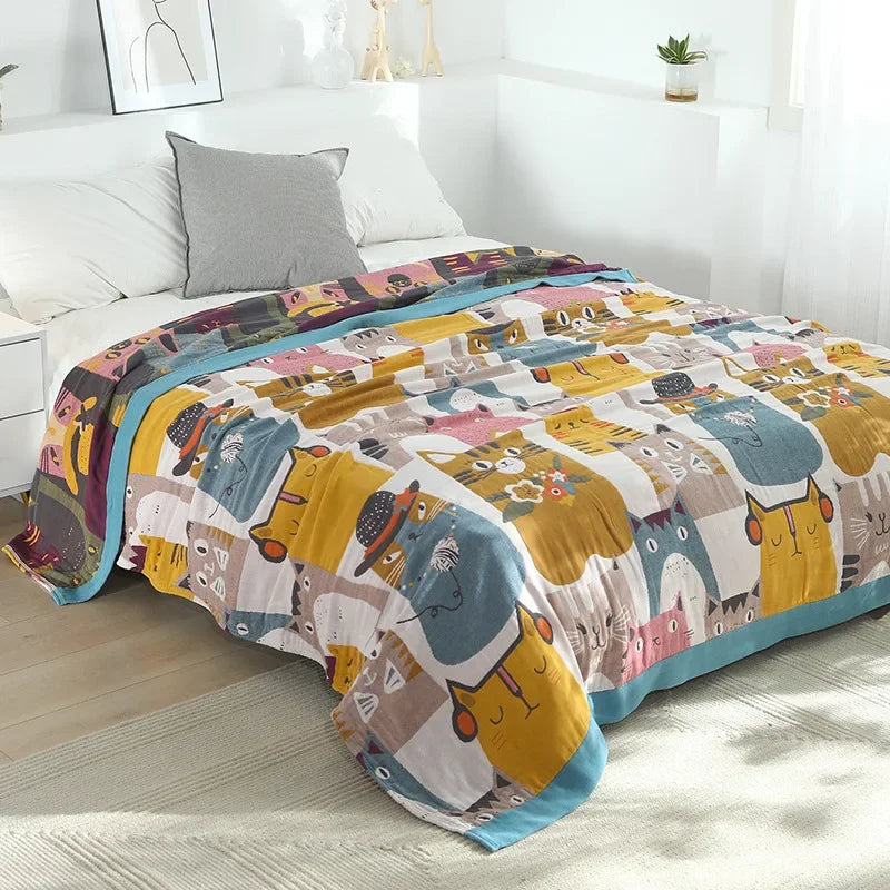 Cotton Cartoon Throw Blanket