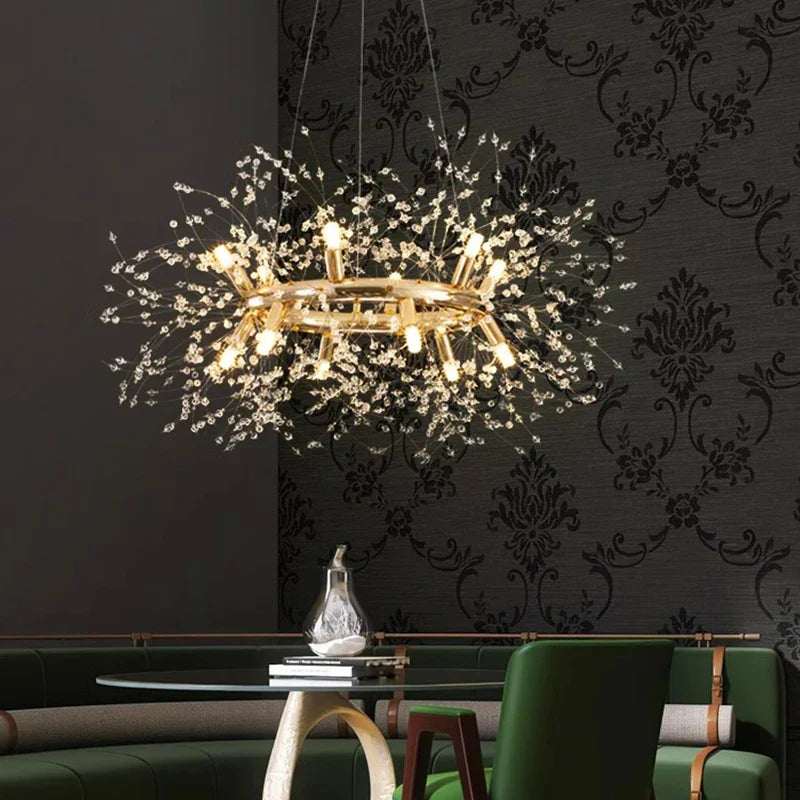 Gold Sculptural LED Chandelier 20-Head Artistic
