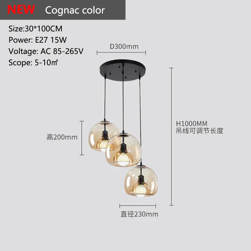 DecorBites™ Glass Pendant Lights: Stylish LED Chandeliers for Dining Room, Kitchen, and Restaurant Tables
