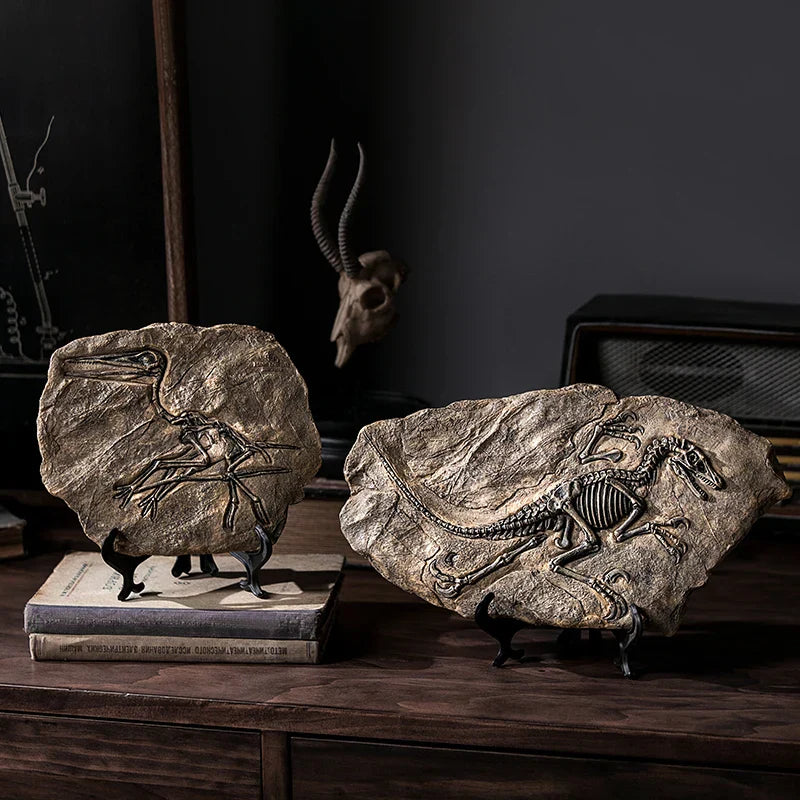 DecorBites™ Dinosaur Fossil Resin Craft Figurine | Home Office Sculpture Decoration