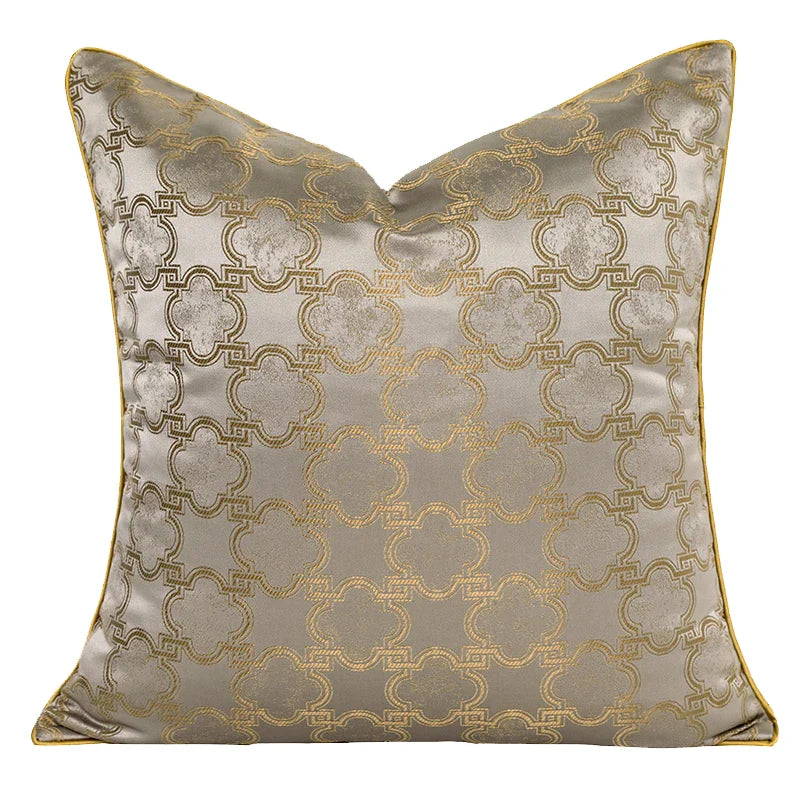 DecorBites™ Gold Quatrefoil Geometric Jacquard Pillow Cover - Luxury Home Decor
