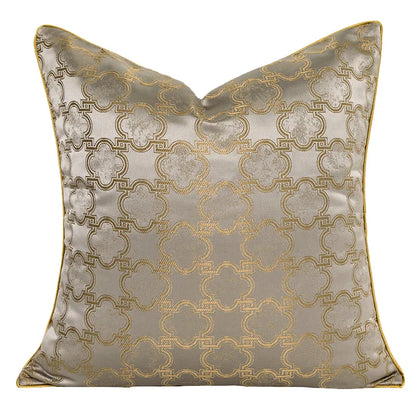 DecorBites™ Gold Quatrefoil Geometric Jacquard Pillow Cover - Luxury Home Decor