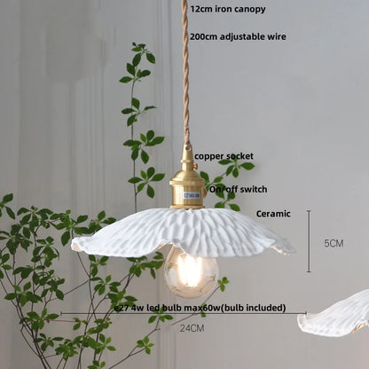 DecorBites™ Brown Wood LED Pendant Lamp Ceramic Nordic Hanging Light Fixtures