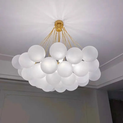 DecorBites™ Glass Chandelier: Nordic 19/37 Ball LED Lighting, Black Gold Pendant for Home Décor