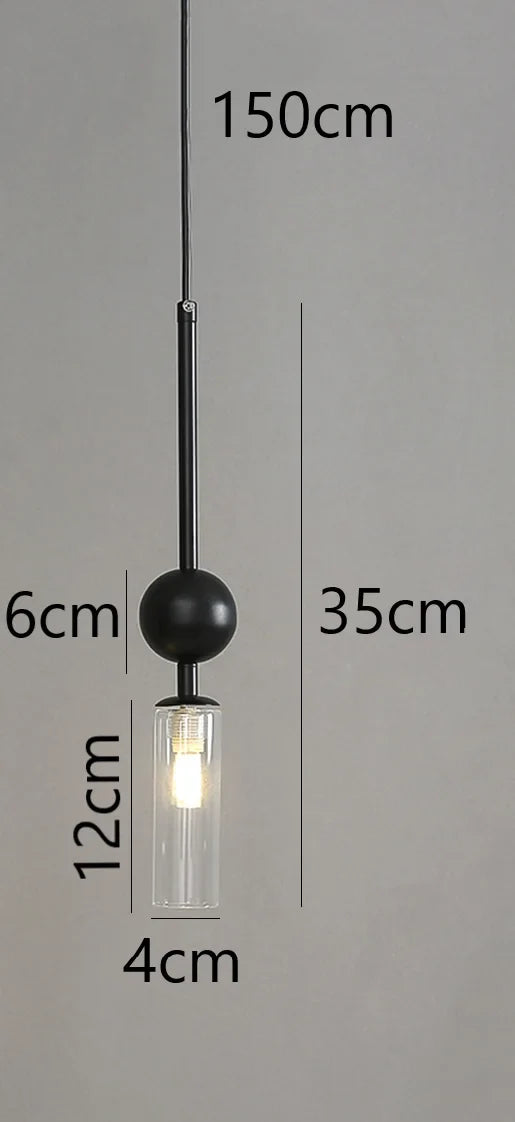 Nordic Gold and Black Glass Pendant Light