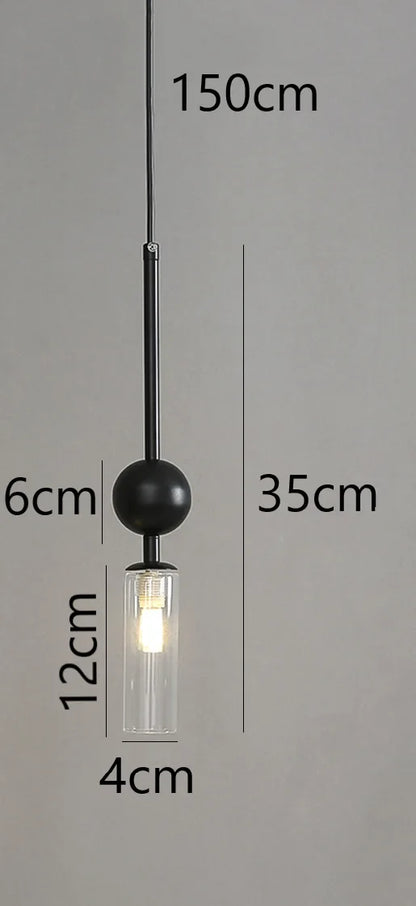 Nordic Gold and Black Glass Pendant Light