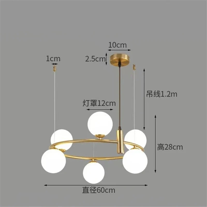 DecorBites™ Glass Ball Pendant Chandelier, Adjustable Height, Modern Nordic Design