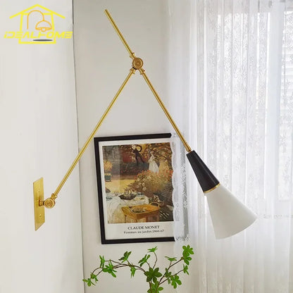 DecorBites™ Athena Black/Gold Lustre LED Swing Arm Wall Lamp - E27 Kitchen Island Sofas Cafe