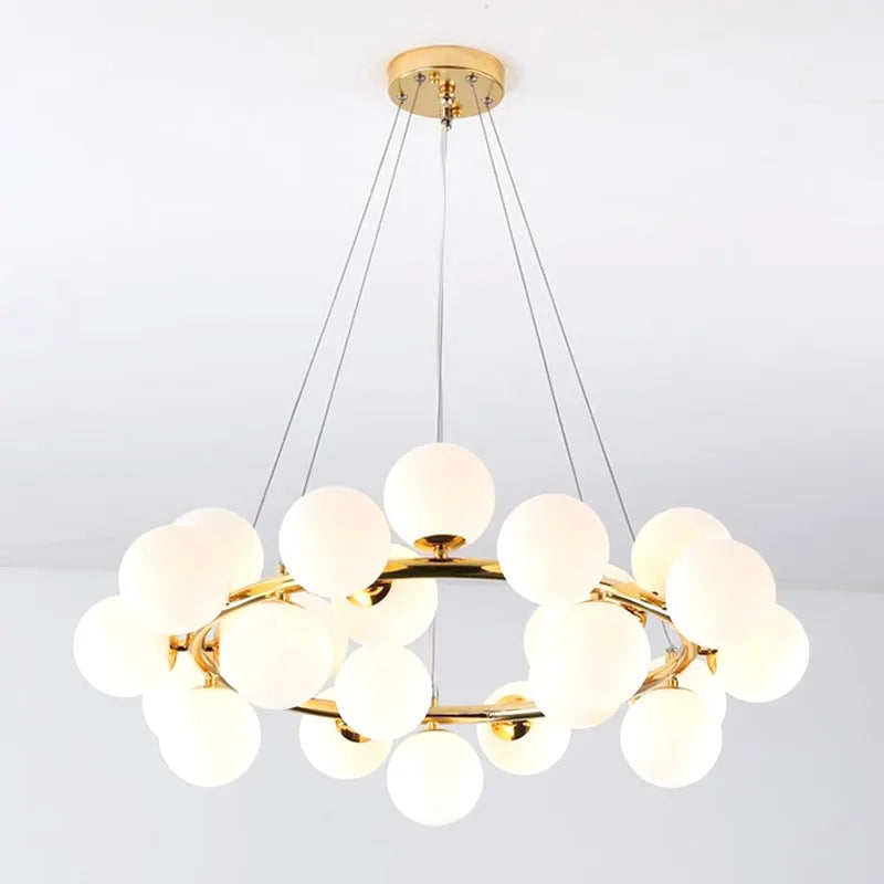 Gold Glass Pendant Light 16-Light Clear Shade