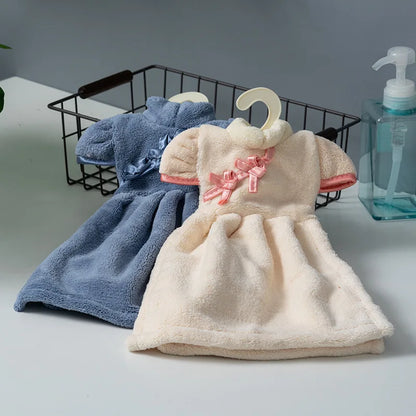 DecorBites™ Coral Fleece Cheongsam Hand Towel: Soft, Absorbent, Quick-Drying For Household & Wall Mount