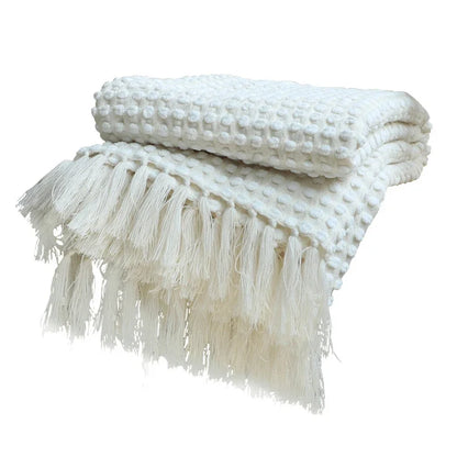DecorBites™ Knitted Nordic White Casual Blanket - Soft & Comfortable Sofa Throw Bed End Cover for Home Decor & Travel