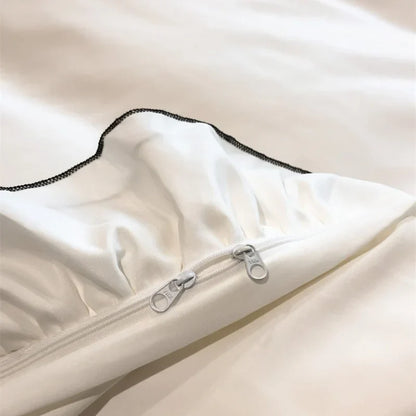 DecorBites™ Korean Lace Ruffles Bedding Set with Black Bow Accent
