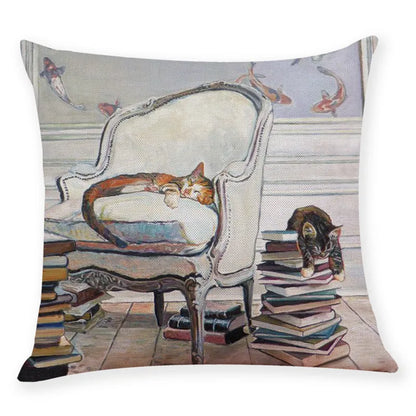 DecorBites™ Creative Cat Linen Pillow Case 45x45cm - Sofa Cushion Cover