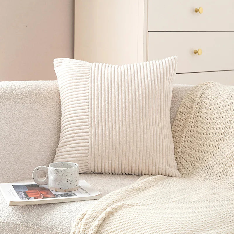 DecorBites™ Corduroy Striped Body Pillow: Soft Lumbar Support & Cozy Home Decor