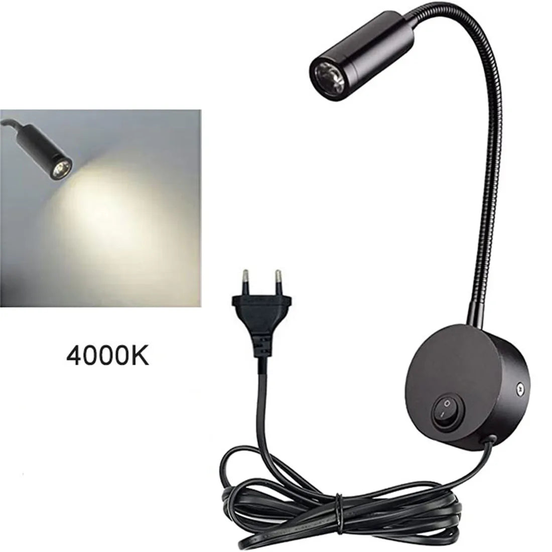 DecorBites™ LED Wall Lamp Set: 2pcs 3W 4000K Plug-in Bedside Sconces for Reading Headboard.